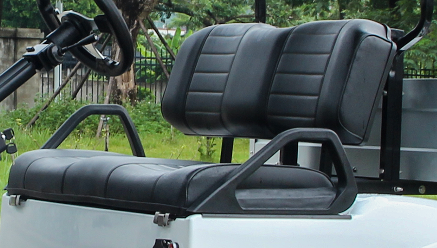 Tara utility task vehicle premium leather seats with contrast stitching and cushioned support

