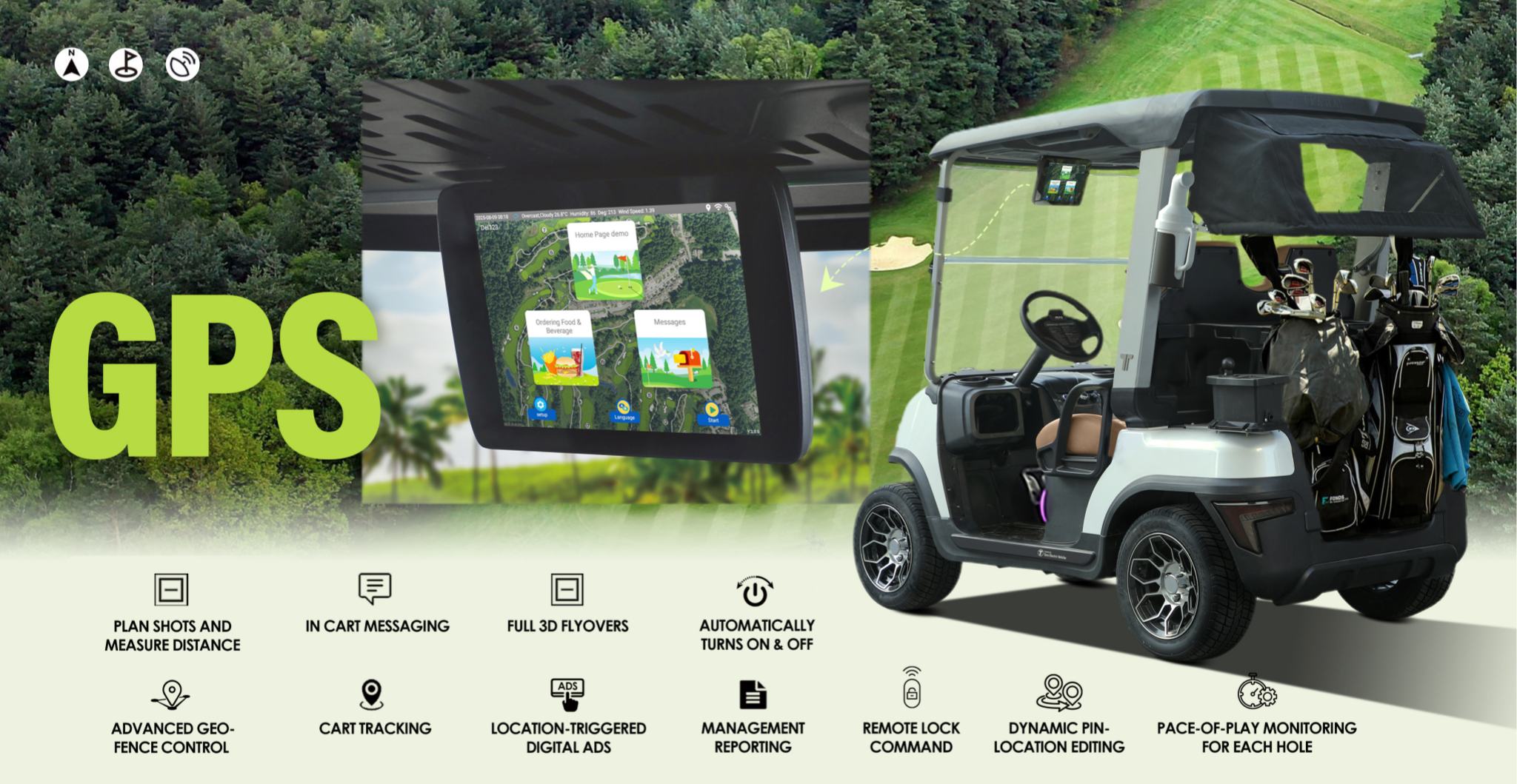 Utility Task Vehicle F&B Ordering and On-Screen Advertising