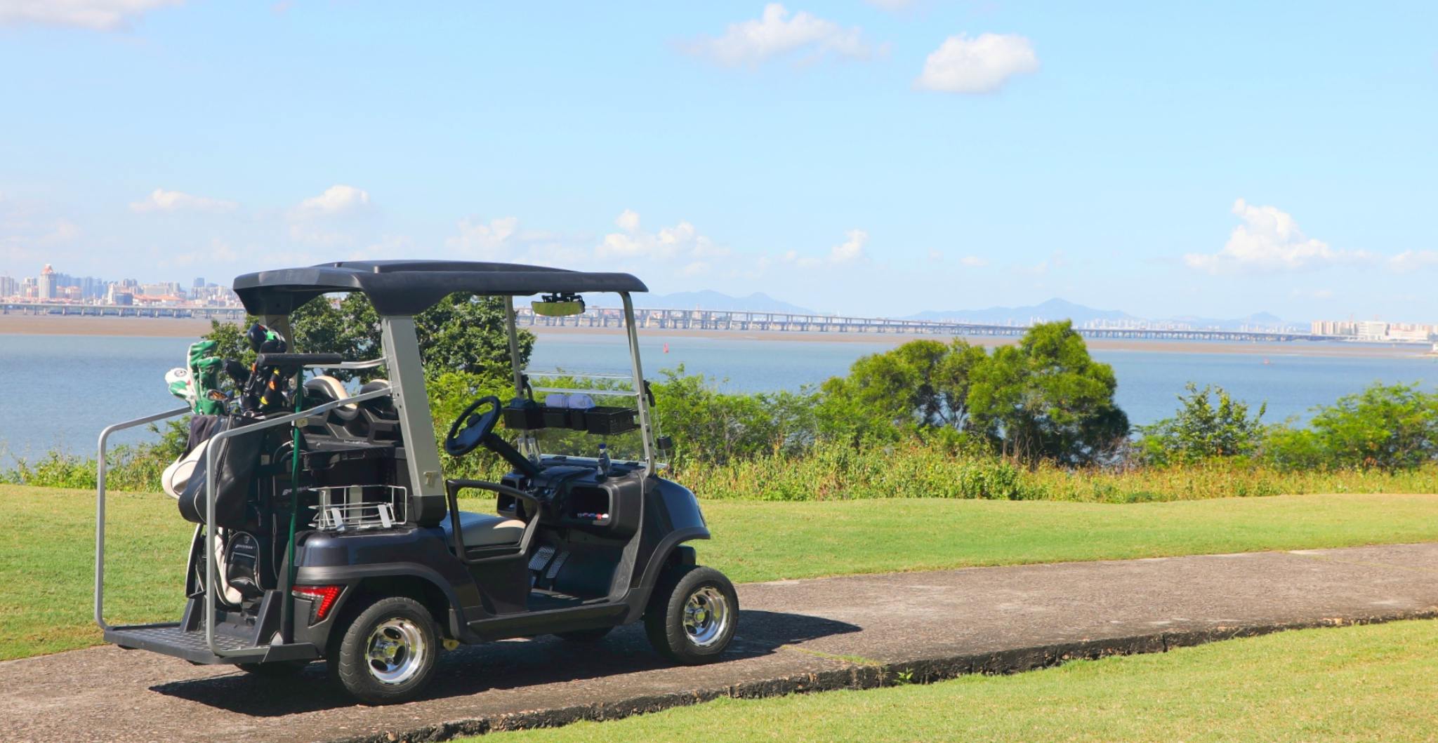 Golf Bag Cart with Seat for Comfortable Golfing