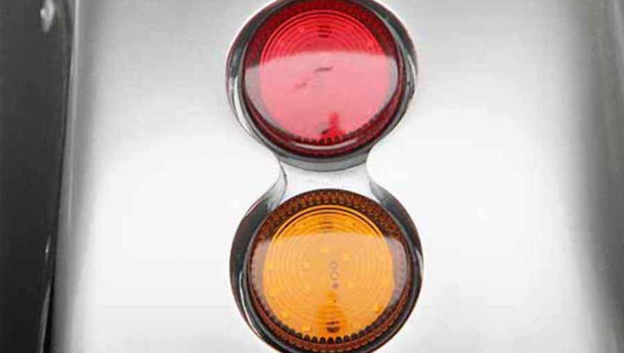 Close-up of Tara utility task vehicle LED taillights, providing clear brake and turn signal indicators

